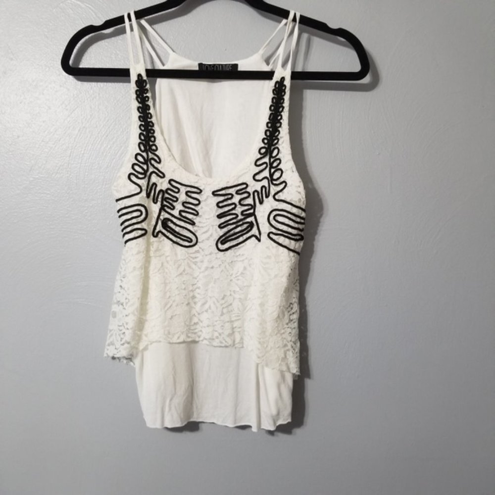 LOVE CULTURE White Slit-Back Boutique Tank